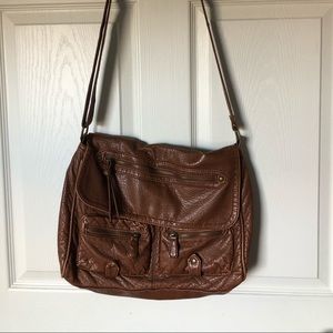 Brown leather crossbody purse